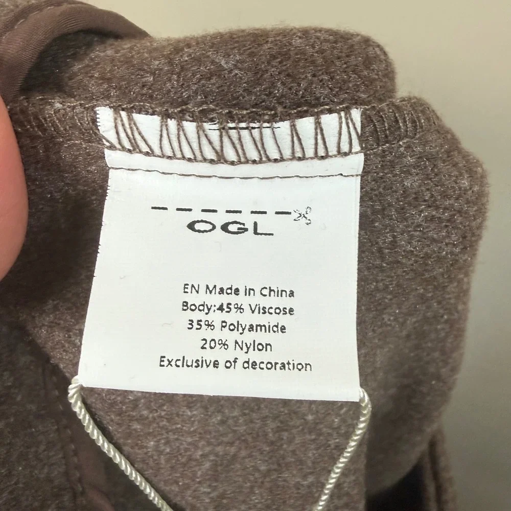 OGL NWT Brown Cash Soft FuzzLuxe Drop Waist Flared Maxi Skirt Wool Like Large - Picture 9 of 10